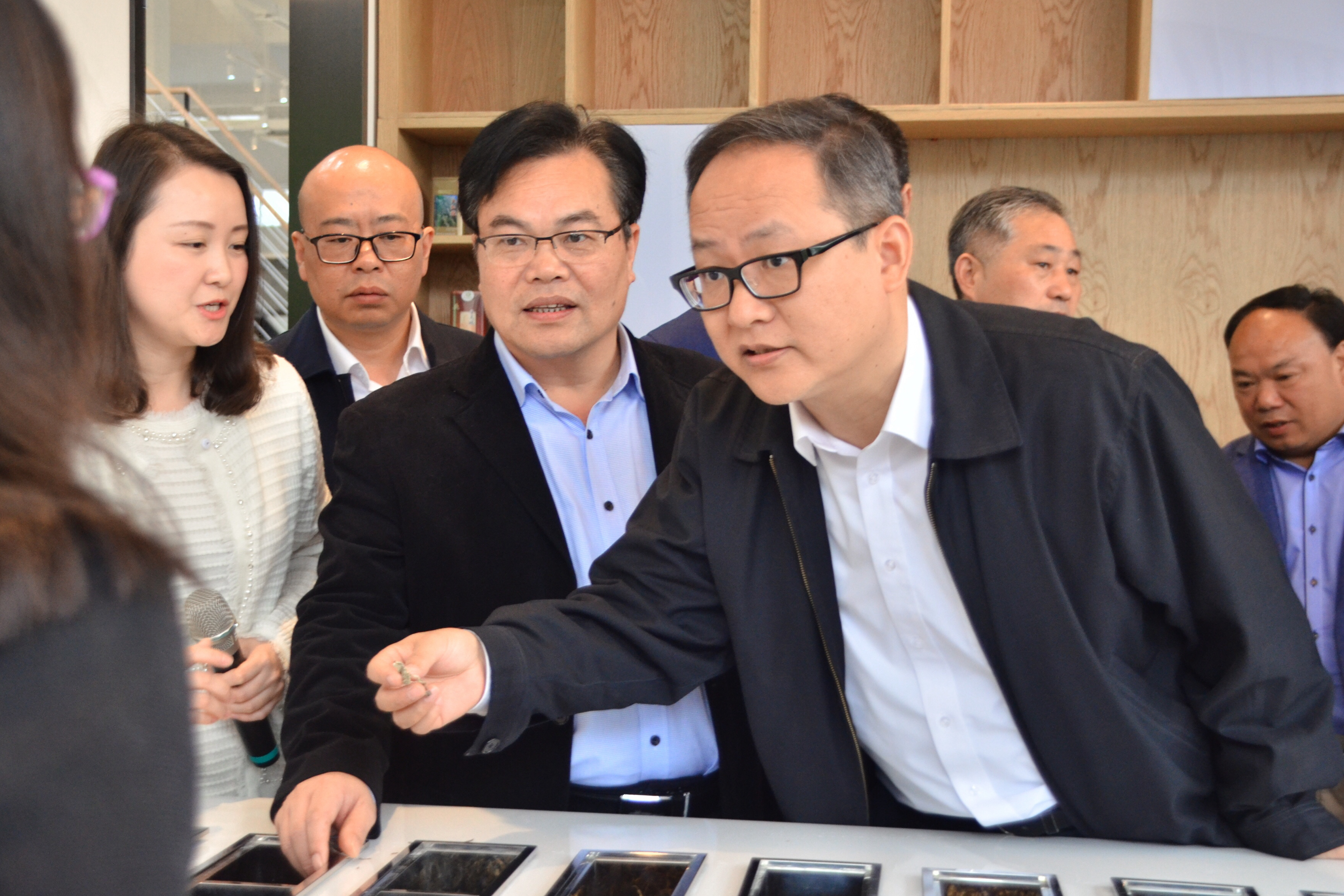 杭州市政府副秘书长张文戈一行考察安博网页中国有限公司集团特种茶中心