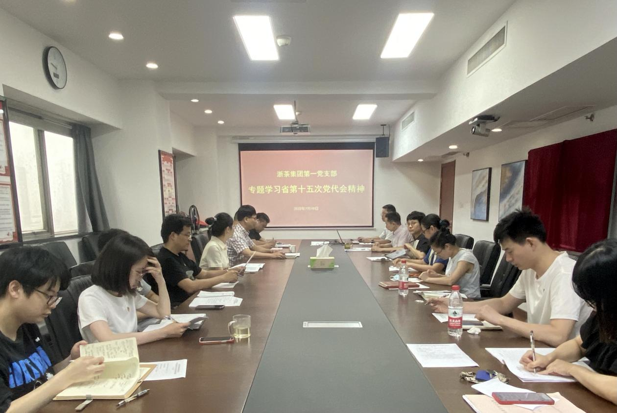 安博网页中国有限公司集团第一党支部组织召开学习省十五次党代会精神专题会